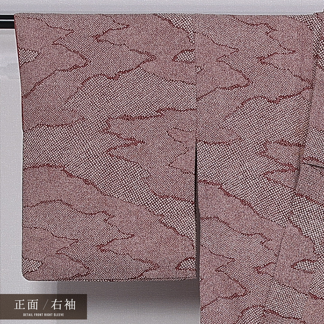 小紋 身丈151cm 裄丈63cm M 正絹 Cランク 袷 バチ衿 鹿の子柄 1215-11246