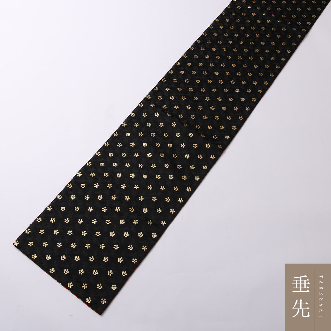 袋帯 帯丈422cm 全通 カジュアル Sランク 正絹 リバーシブル 梅 波頭 古典的 可愛らしい 黒系 1223-01591