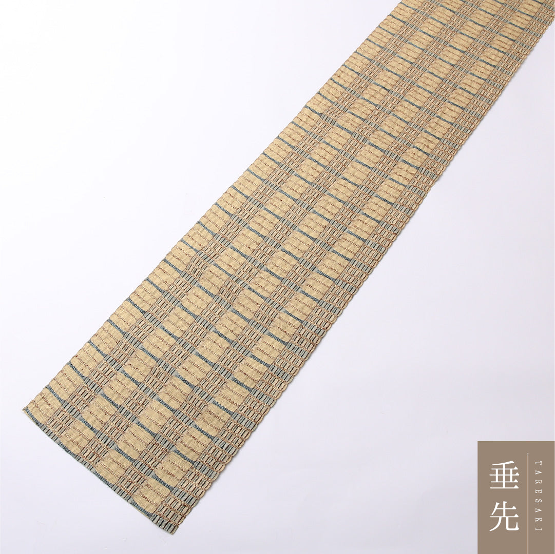 八寸名古屋帯 Sランク 帯丈339cm 正絹 全通 松葉仕立て 織り カジュアル 網代 ベージュ系 RP 1245-02658