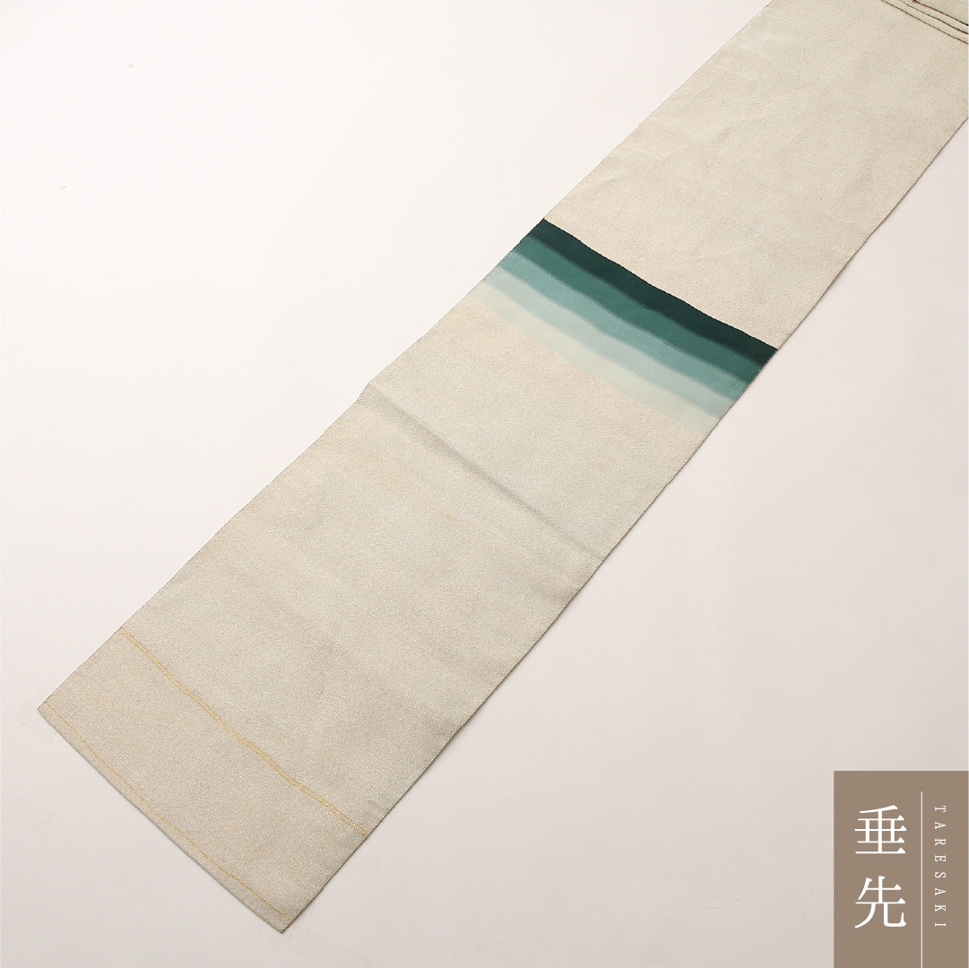 八寸名古屋帯 Cランク 帯丈342cm 正絹 ポイント柄 松葉仕立て 織り インフォーマル 綴れ織 創作柄 クリーム系 RP 1245-02455