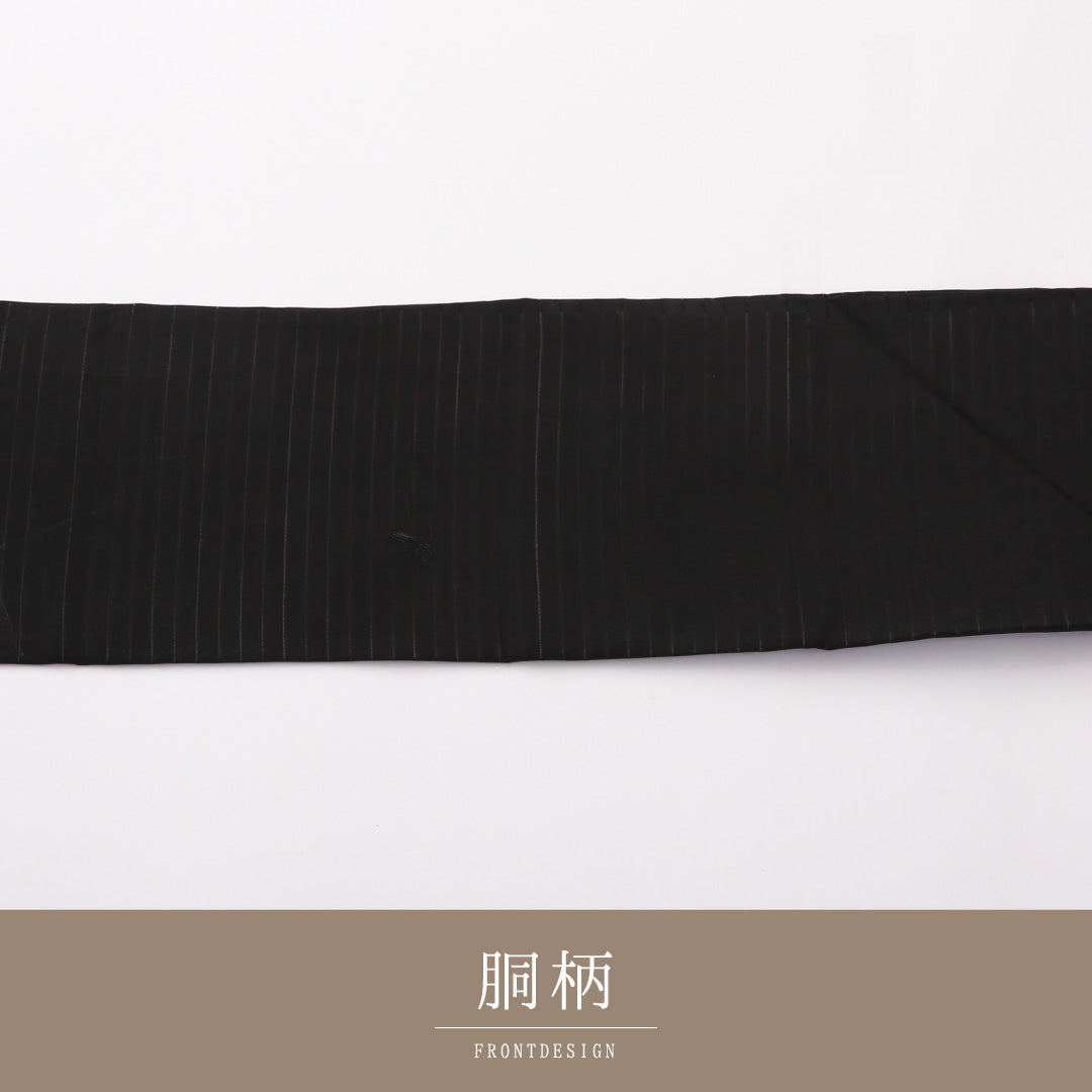 九寸名古屋帯 (夏帯) Aランク 帯丈356cm 正絹 ポイント柄 名古屋仕立て 織り 弔事用 無地 黒系 LP 1245-02397
