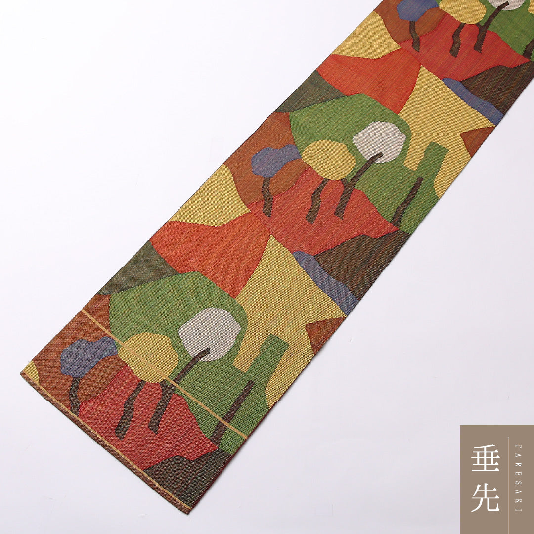 袋帯 帯丈434cm 六通 カジュアル Sランク 正絹 創作柄 個性的 遊び心 多色系 1223-01529