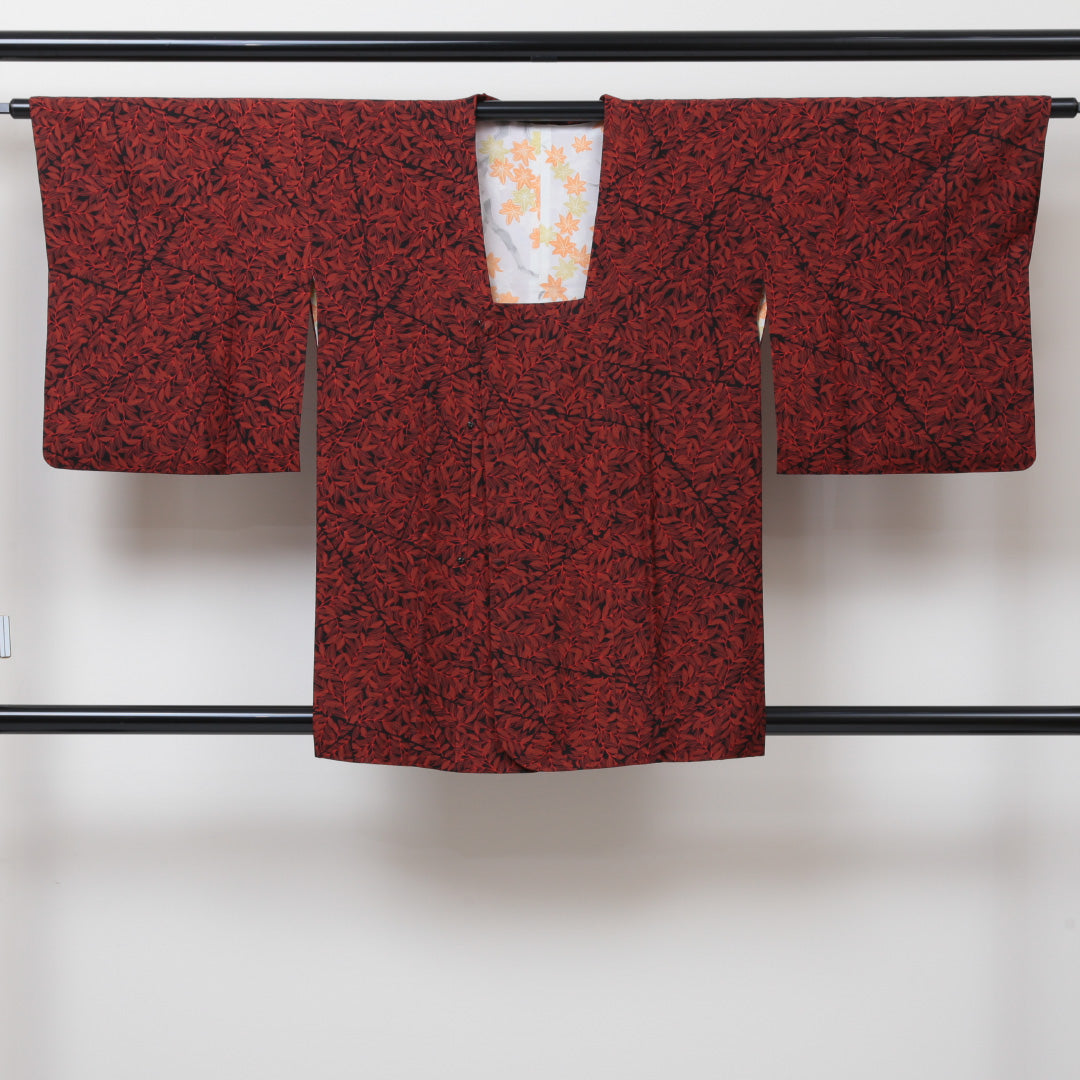 道行コート 身丈83cm 裄丈64cm 正絹 Sランク M 赤系 1217-00360