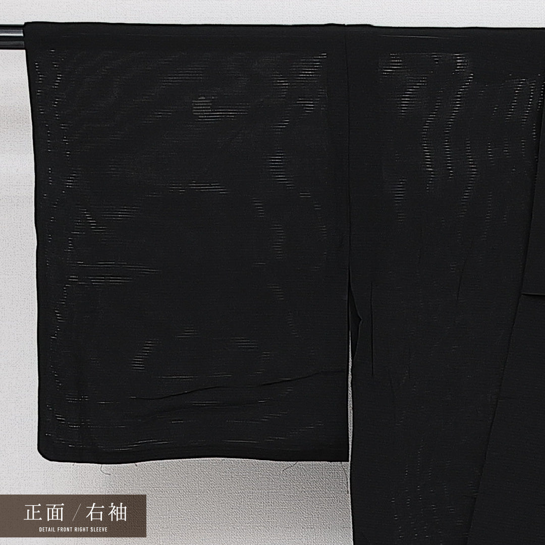 アンティーク 夏物 付下げ 絽 身丈145cm 裄丈61cm 正絹 Aランク 三つ紋 (蔓柏) 広衿 XSサイズ 黒系 RP 1218-14229
