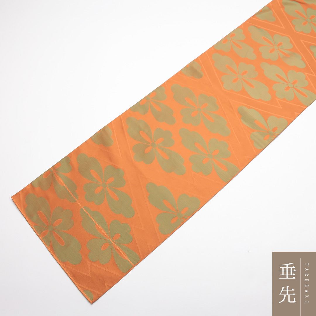 袋帯 帯丈424cm 正絹 六通 セミフォーマル 花菱 朱系 1243-01400