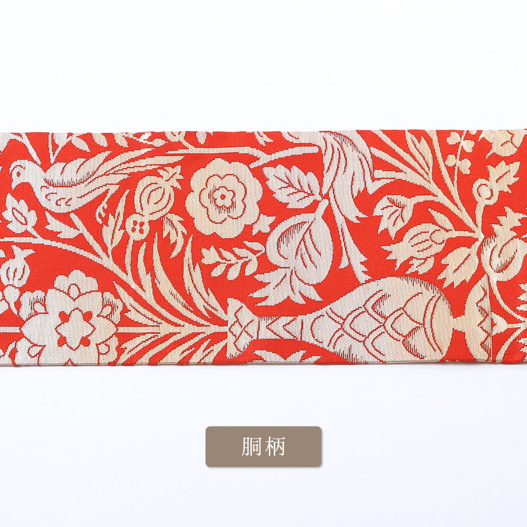 名古屋帯 帯丈342cm 六通 名古屋仕立て 正絹 オリエンタル セミフォーマル Sランク 朱系 1224-00714-216 1224-00714