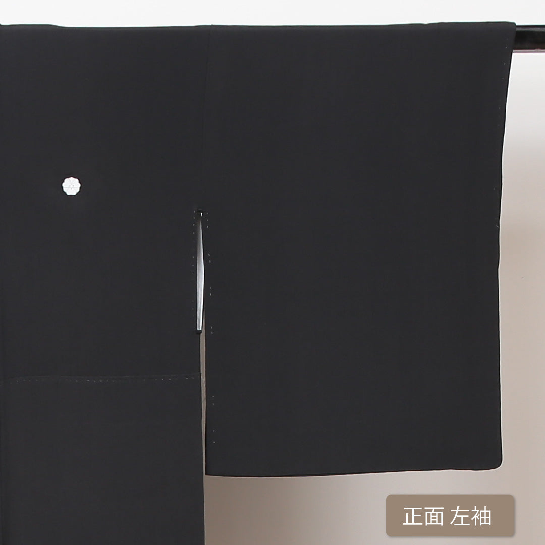 黒留袖 身丈157cm 裄丈64cm 袷 五つ紋 片喰 正絹 Sランク 広衿 牡丹 岩山 1211-F0155