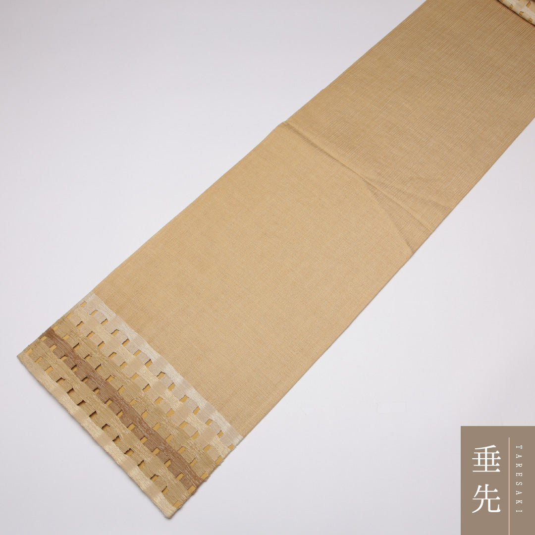 袋帯 帯丈450cm 六通 ますいわ屋 はればれ加工 創作 カジュアル 黄系 正絹 Sランク 1223-01109