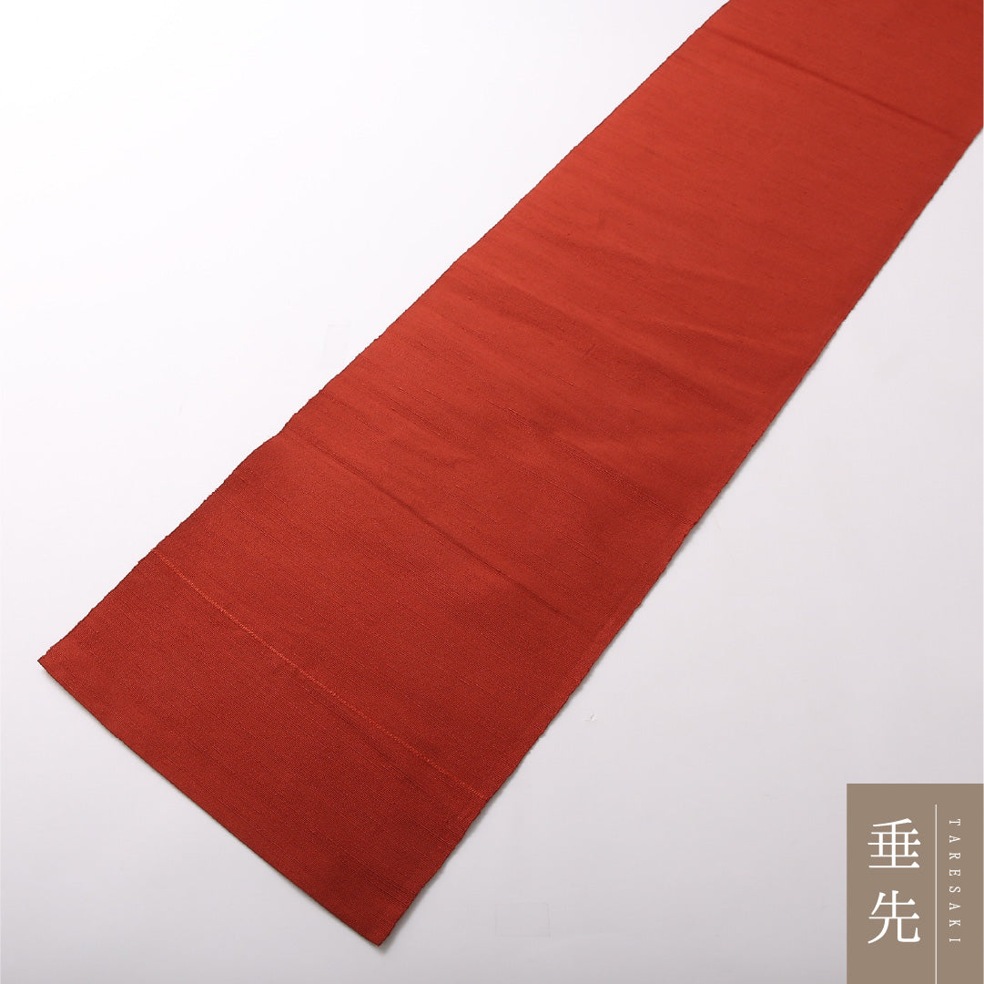八寸名古屋帯 Sランク 帯丈362cm 正絹 全通 開き仕立て 織り カジュアル 紬 無地 赤系 LP 1245-03098