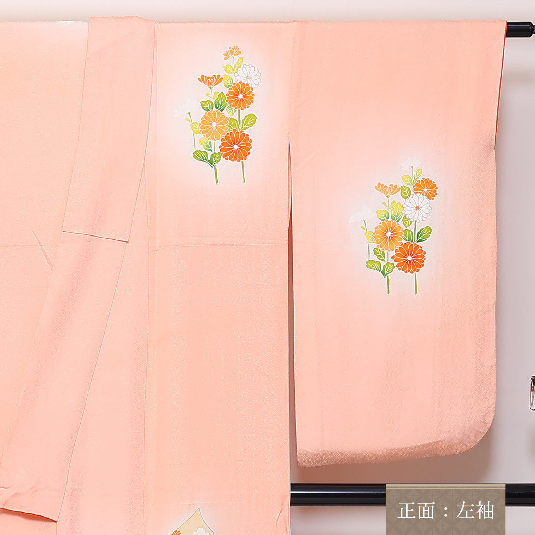 小振袖 身丈159cm 裄丈67cm Bランク 袷 正絹 広衿 熨斗 菊 1213-F0072