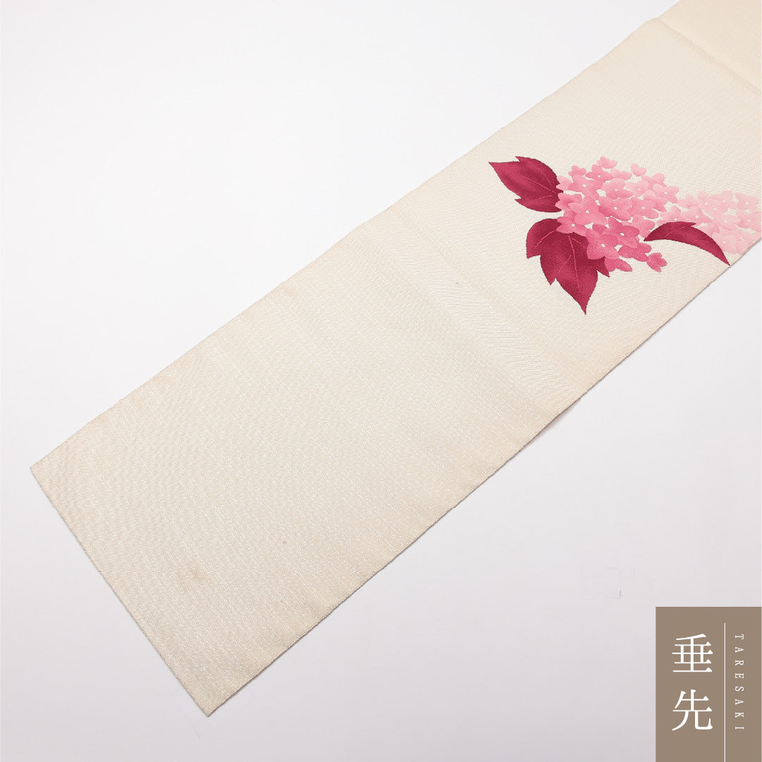 八寸名古屋帯 (夏帯) 帯丈363cm 正絹 ポイント柄 松葉仕立て 織り カジュアル 紫陽花 クリーム系 RP 1245-01960