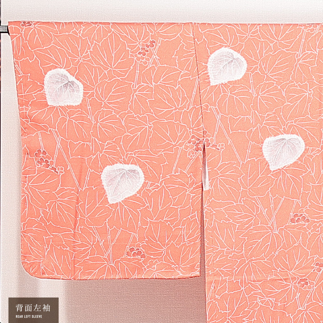 未使用品 羽織 袷 身丈92cm 裄丈65cm 正絹 Nランク カジュアル Mサイズ しつけ糸 葵 ピンク系 RP 1232-14697