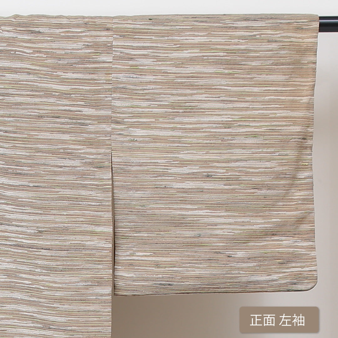紬 単衣 身丈150cm 裄丈62cm 正絹 Sランク カジュアル 広衿 Sサイズ 無地 上品 優しい クリーム系 RP 1223-02899