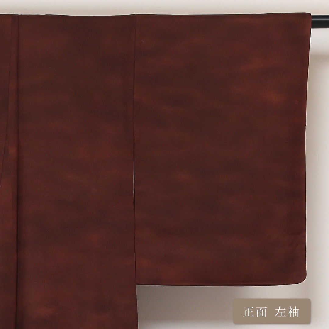 色無地 袷 身丈176cm 裄丈67cm 正絹 Bランク インフォーマル 広衿 3XLサイズ ぼかし染 茶系 M4 1219-05169