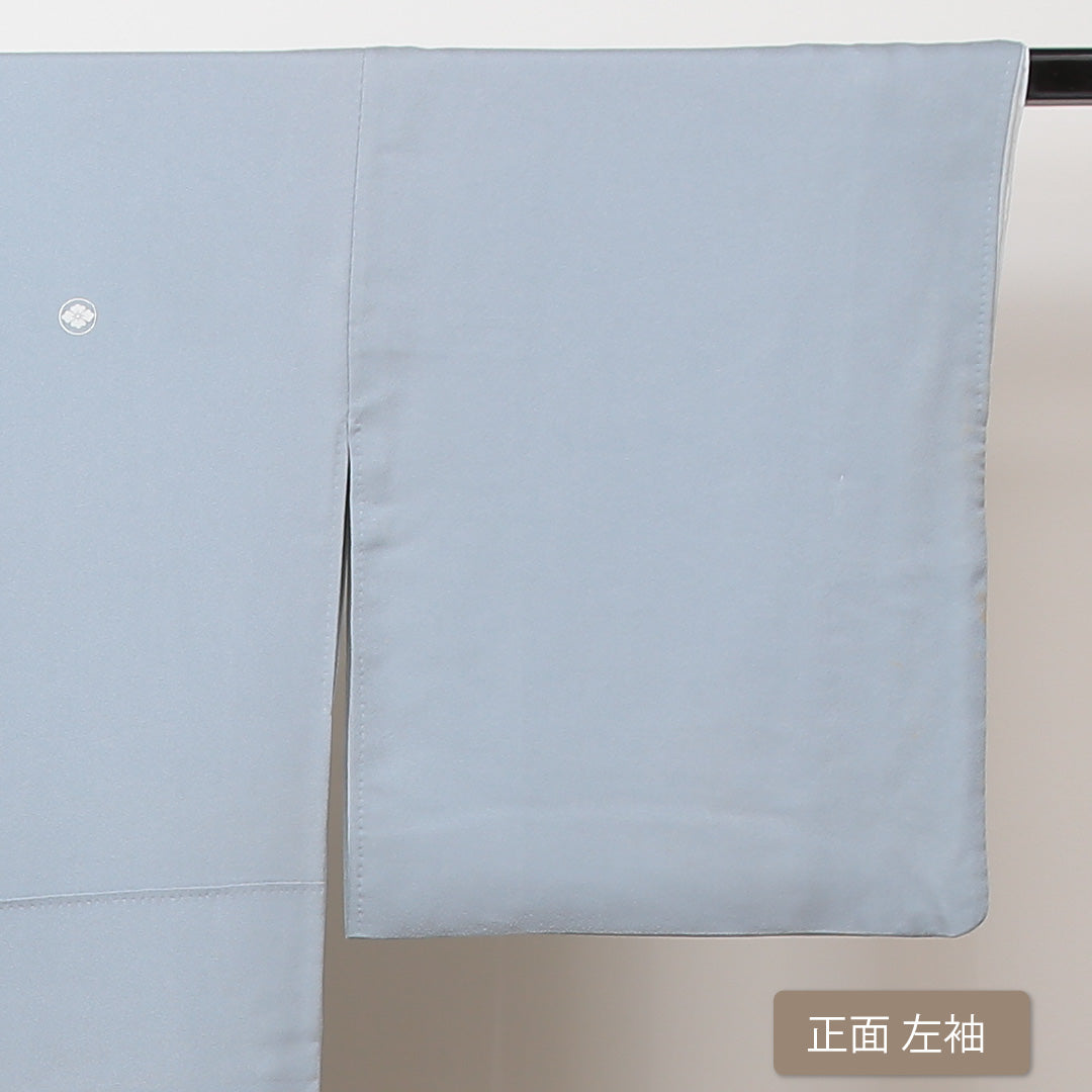 色留袖 五つ紋 丸に花菱 身丈151cm 裄丈66.5cm Cランク 正絹 袷 広衿 S 山水 丸に花菱 フォーマル 青系 1211-F0174