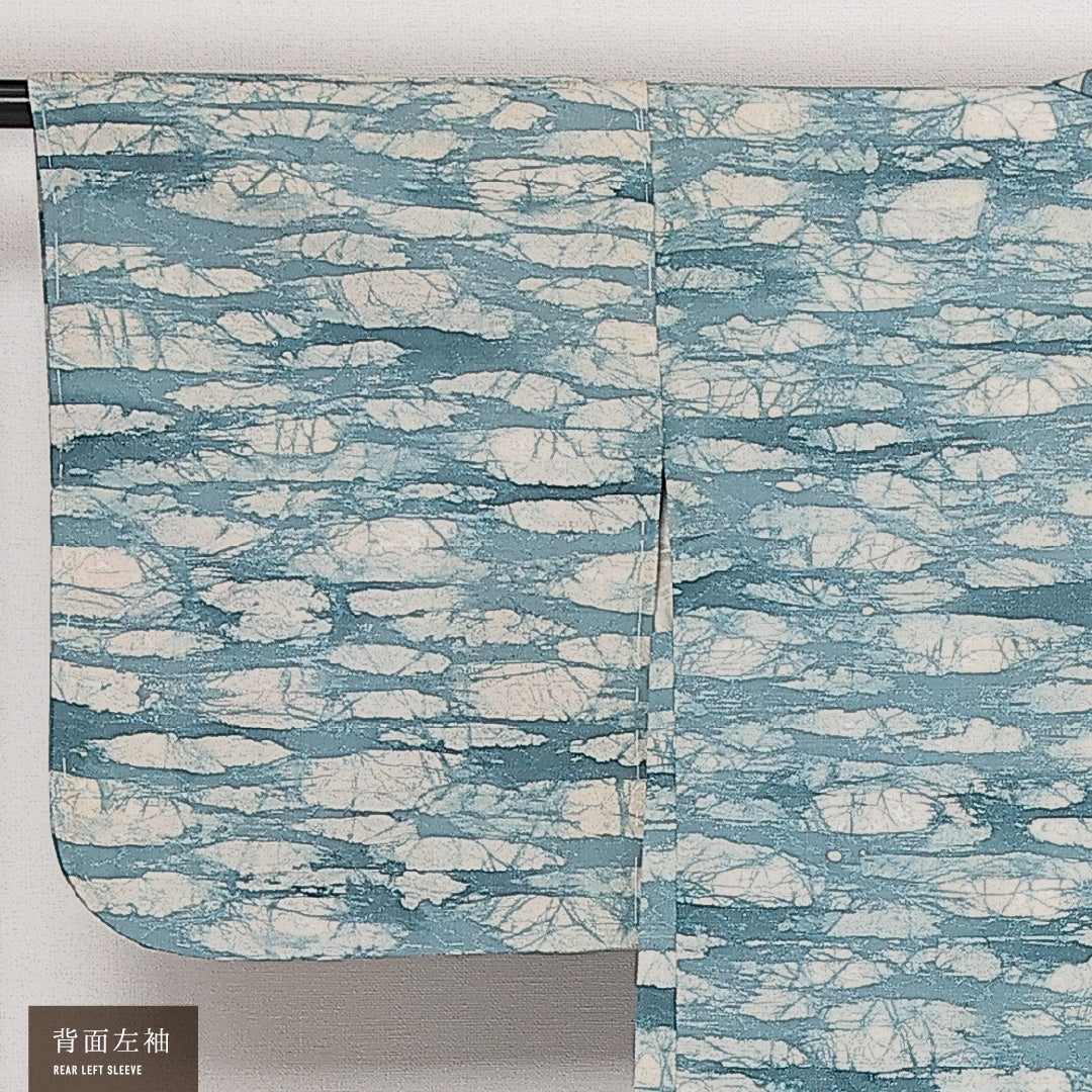 洗える着物 羽織 袷 身丈80cm 裄丈62cm ポリエステル Aランク カジュアル Sサイズ しつけ糸 創作柄 水色系 HP 1232-13875