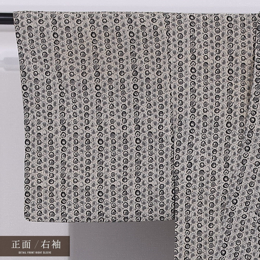 アンティーク 紬 袷 身丈147cm 裄丈63cm 正絹 Bランク バチ衿 XSサイズ 創作柄 グレー系 RP 1223-11684