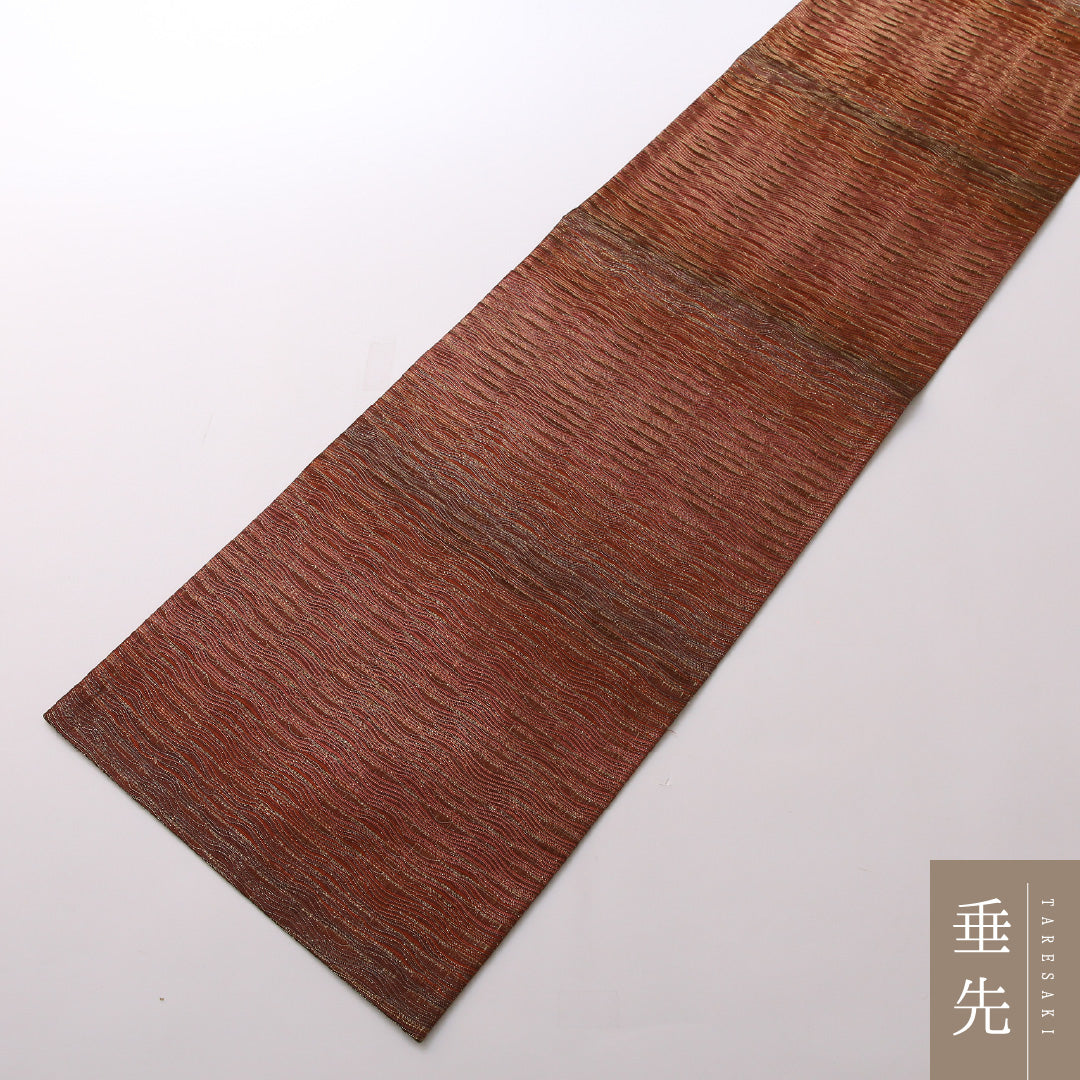 袋帯 帯丈432cm 全通 インフォーマル Sランク 正絹 すくい織 創作柄 レトロ 控え目 茶系 1223-01637