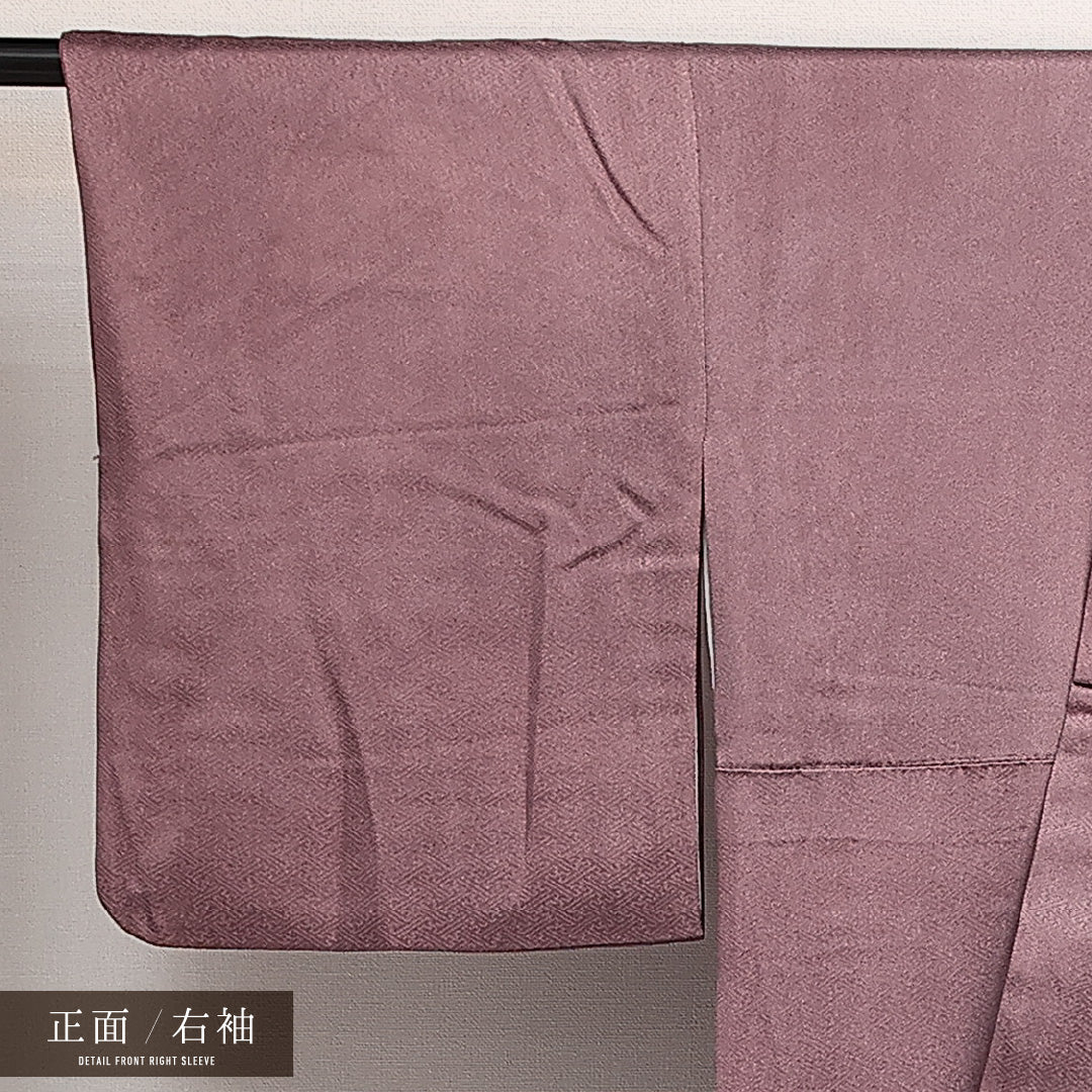 訪問着 袷 身丈157cm 裄丈63cm 正絹 Sランク 紋意匠 (紗綾形) セミフォーマル 広衿 Mサイズ 辻が花調 花柄 紫系 RP 1217-14010