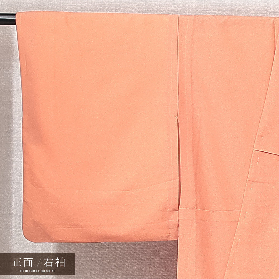 訪問着 洗える着物 胴抜き 身丈161cm 裄丈65cm ポリエステル Aランク Lサイズ 広衿 セミフォーマル 幾何学柄 朱系 1212-14824