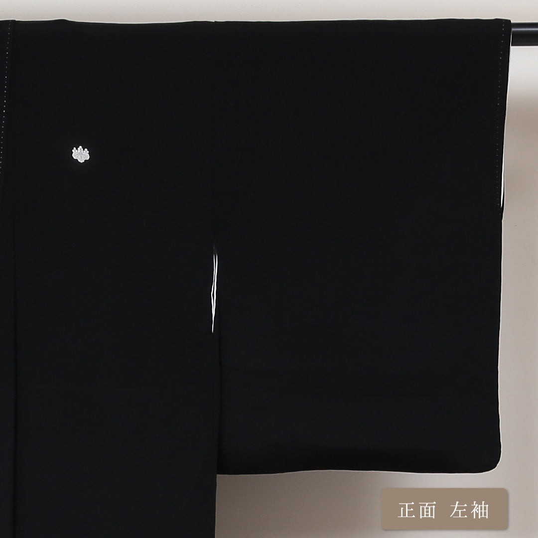 黒留袖 五つ紋 五三桐 身丈163cm 裄丈62.5cm Sランク 正絹 袷 広衿 L 京友禅 雉 牡丹 フォーマル 黒系 1211-F0189