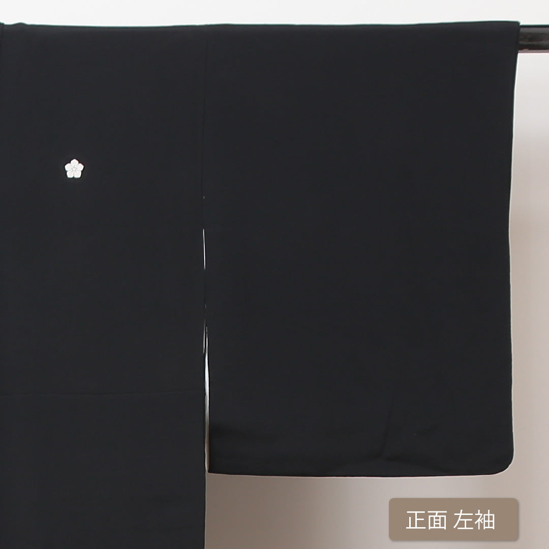 黒留袖 五つ紋 桔梗 身丈156cm 裄丈63cm Sランク 正絹 袷 広衿 M 落款 鴛鴦 流水 フォーマル 黒系 1211-F0161