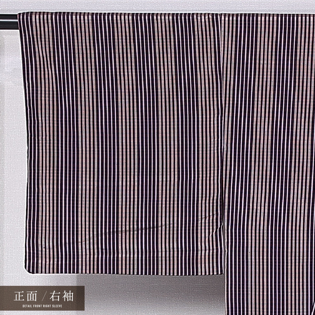 アンティーク 小紋 袷 身丈144cm 裄丈62cm 正絹 Dランク バチ衿 XSサイズ 格子 紫系 RP 1221-11375