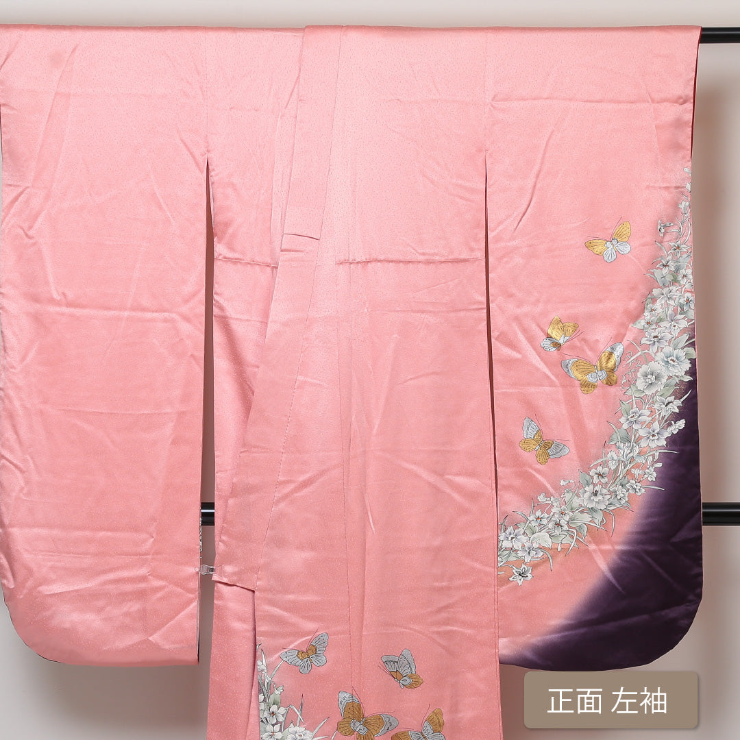 振袖 身丈163cm 裄丈66cm Bランク 袷 正絹 広衿 さが美 金彩 1213-F0039