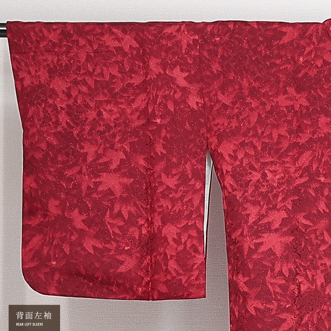 道行コート 袷 身丈81cm 裄丈65cm 正絹 Aランク セミフォーマル Mサイズ 紅葉 赤系 HP 1237-14811