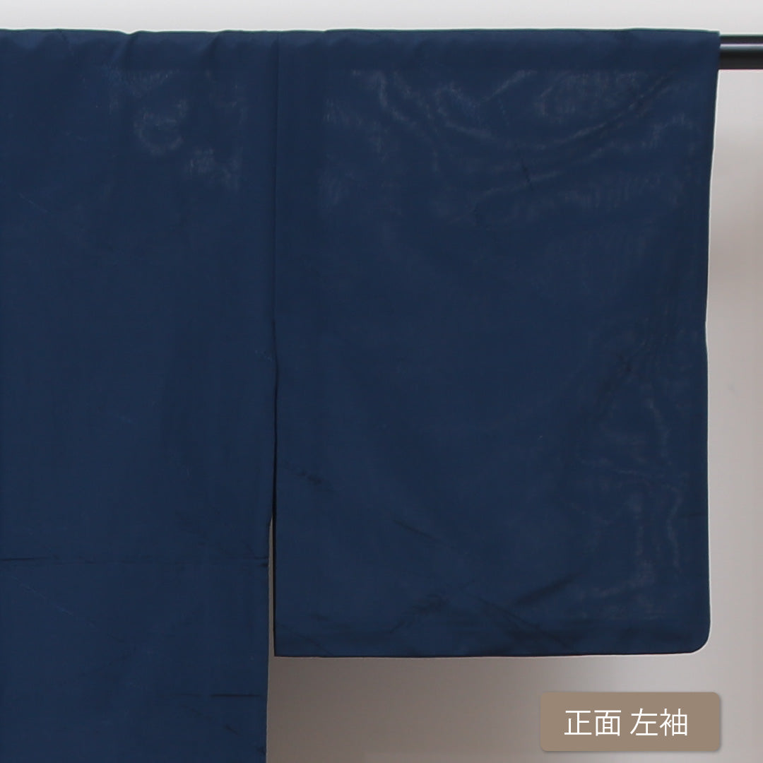 夏物 色無地 夏紬 身丈143cm 裄丈62cm 正絹 Cランク インフォーマル 広衿 XSサイズ 植物柄 青系 LP 1219-05079