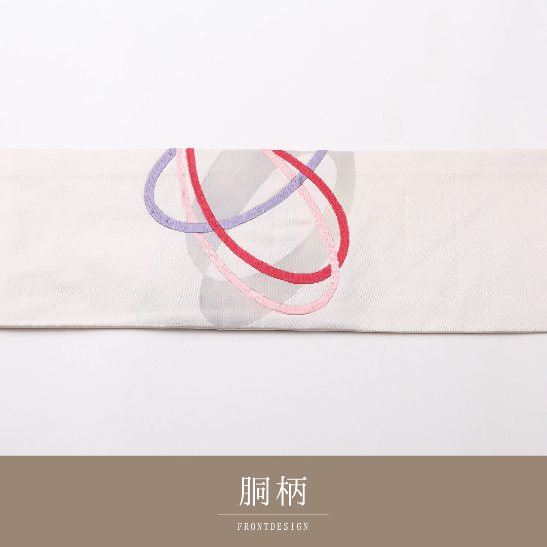 名古屋帯 ポイント柄 帯丈354cm カジュアル Sランク 正絹 引箔 創作 白系 1224-02445