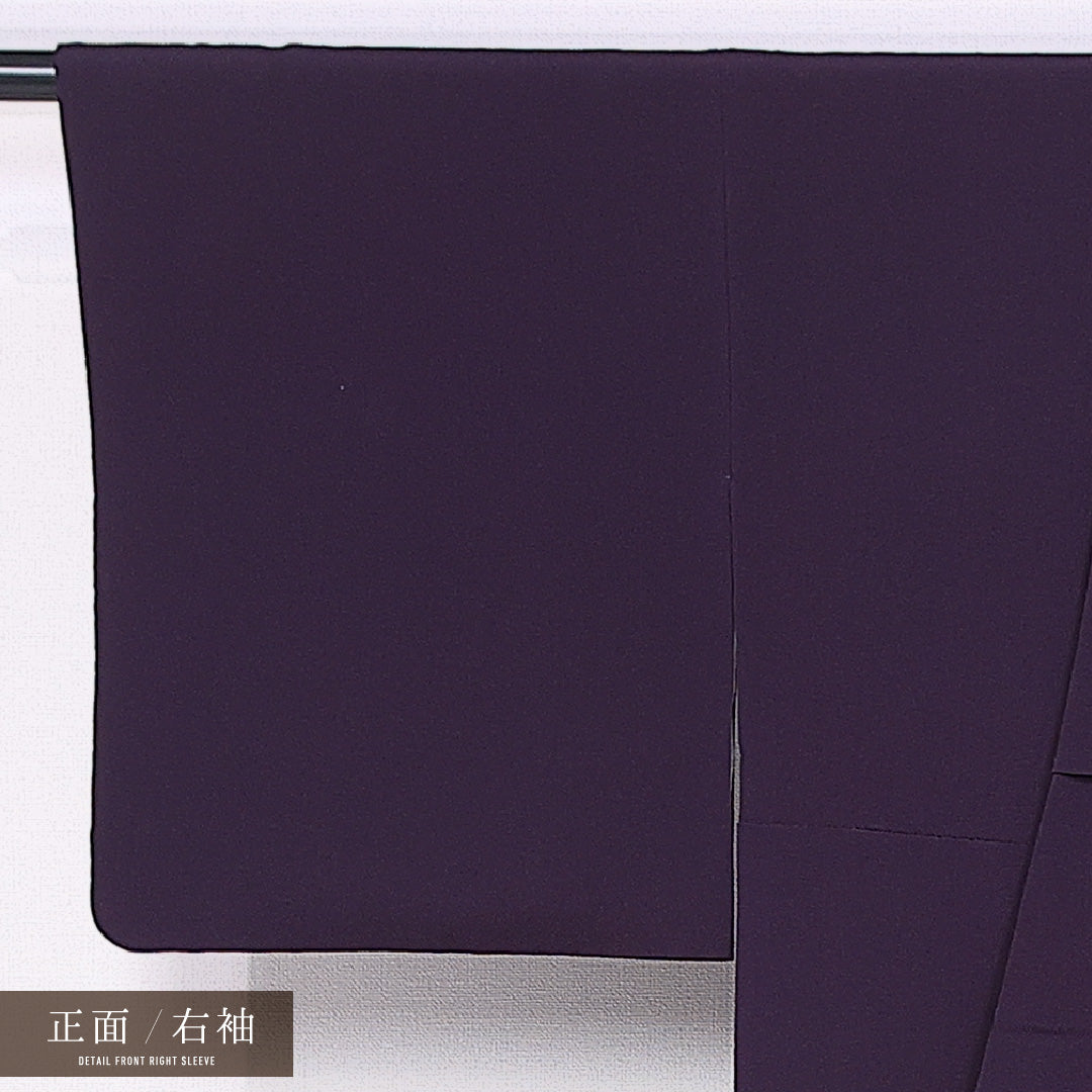 色無地 袷 身丈154cm 裄丈62cm 正絹 Sランク セミフォーマル 一つ紋 広衿 Sサイズ 無地 紫系 RP 1219-11342