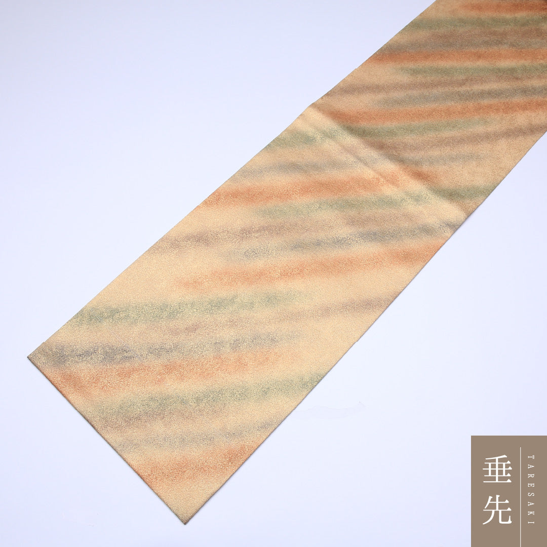 袋帯 帯丈448cm 全通 モダン 創作 フォーマル 金系 正絹 Sランク 1223-00139