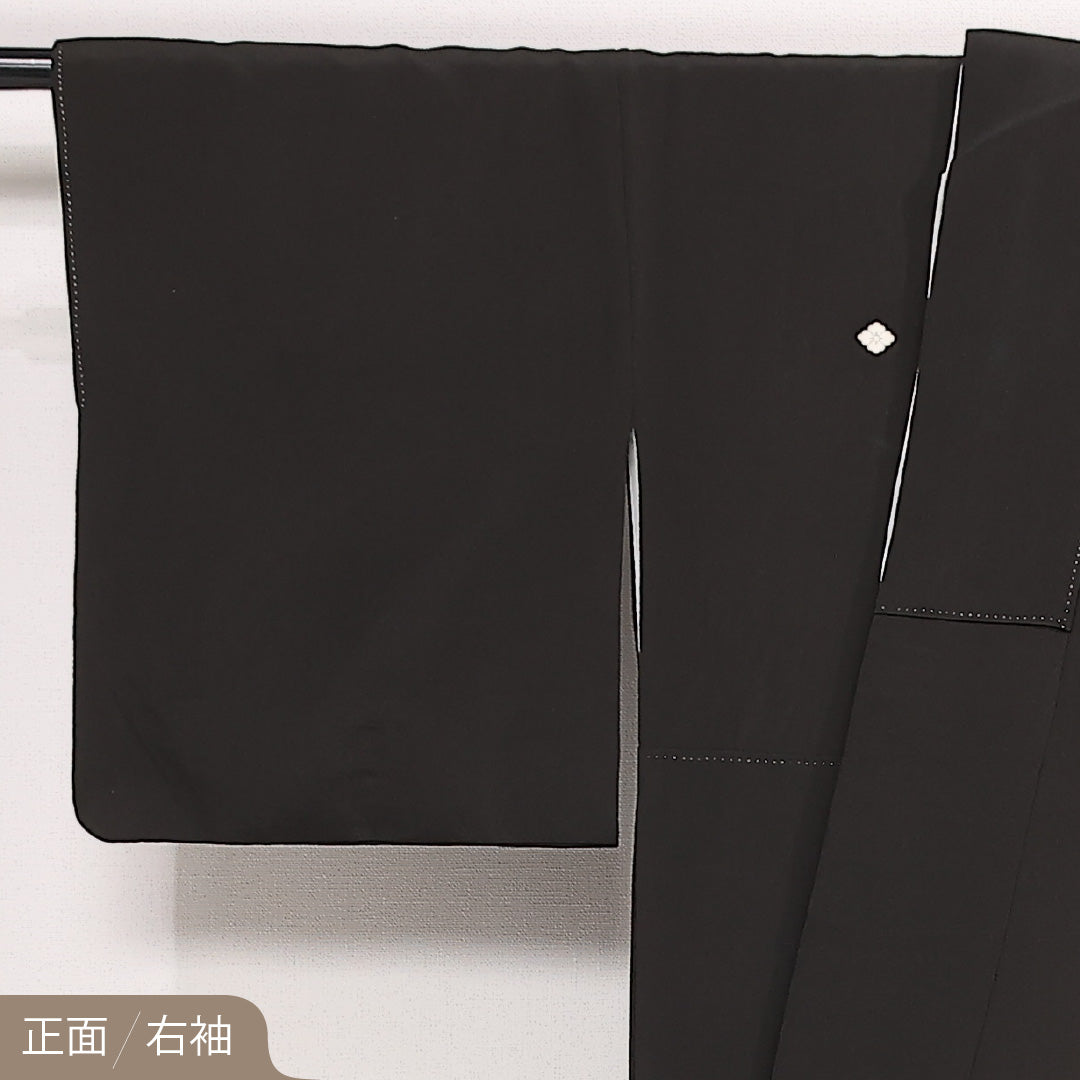 黒留袖 五つ紋 花菱 身丈164cm 裄丈64cm Aランク ポリエステル 洗える着物 袷 比翼 広衿 L 刺繍 唐獅子 フォーマル 独創的 重厚感 黒系 1211-F0579