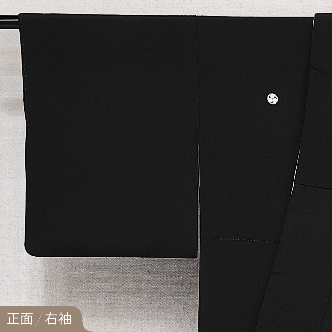 黒留袖 五つ紋 右三つ巴 身丈159cm 裄丈63.5cm Aランク 正絹 袷 比翼 広衿 M 作家物 落款 加賀友禅 鴛鴦 遠山 フォーマル 芸術的 華やか 黒系 1211-F0603