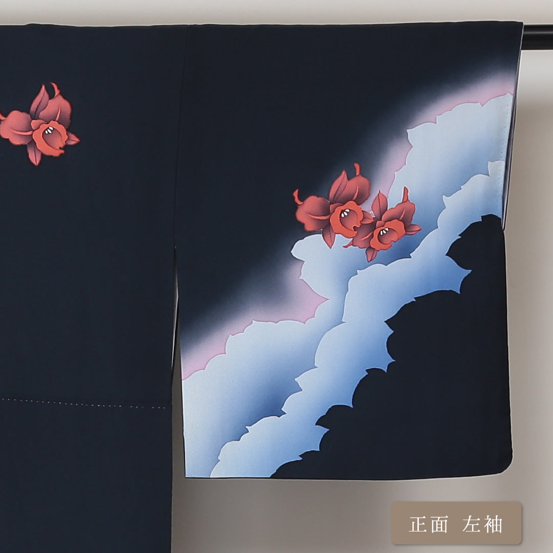 訪問着 袷 身丈160cm 裄66.5cm 正絹 黒系 Aランク 1212-00406-3410 1212-00406