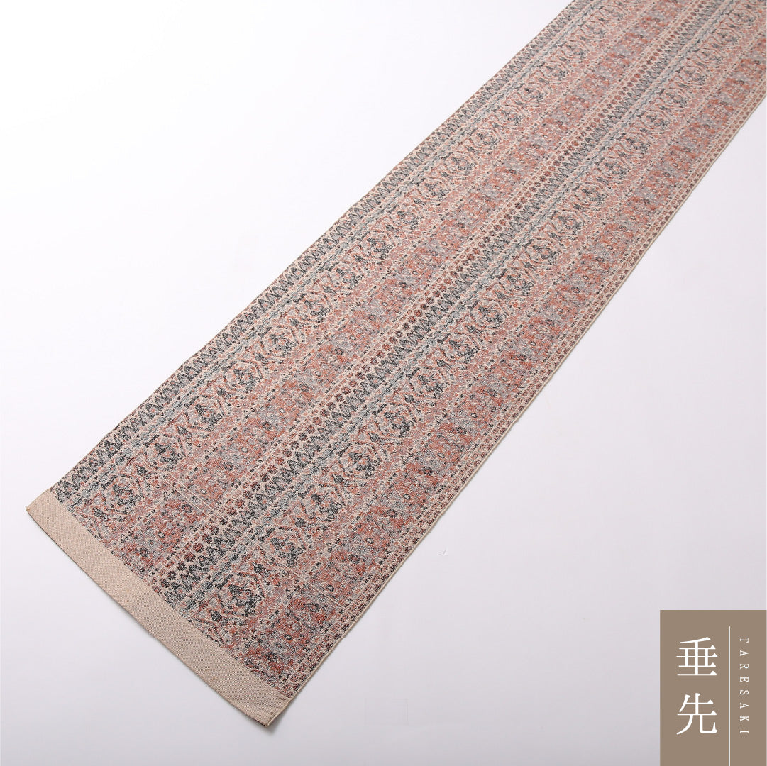八寸名古屋帯 Aランク 帯丈388cm 正絹 全通 開き仕立て 織り カジュアル 創作柄 ベージュ系 RP 1245-03025