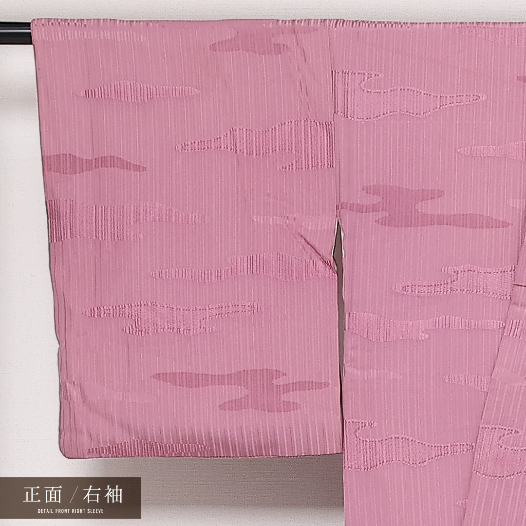 付下げ 袷 身丈159cm 裄丈64cm 正絹 Aランク インフォーマル 広衿 Mサイズ 織り出し 創作柄 ピンク系 RP 1218-13571
