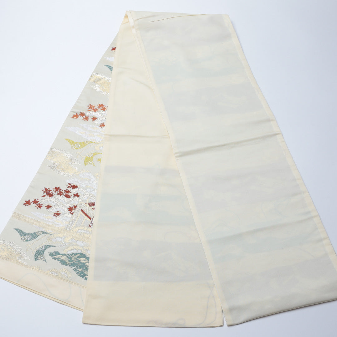 袋帯 帯丈400cm 六通 仕立て上がり フォーマル Aランク 茶屋辻 クリーム系 122300541315