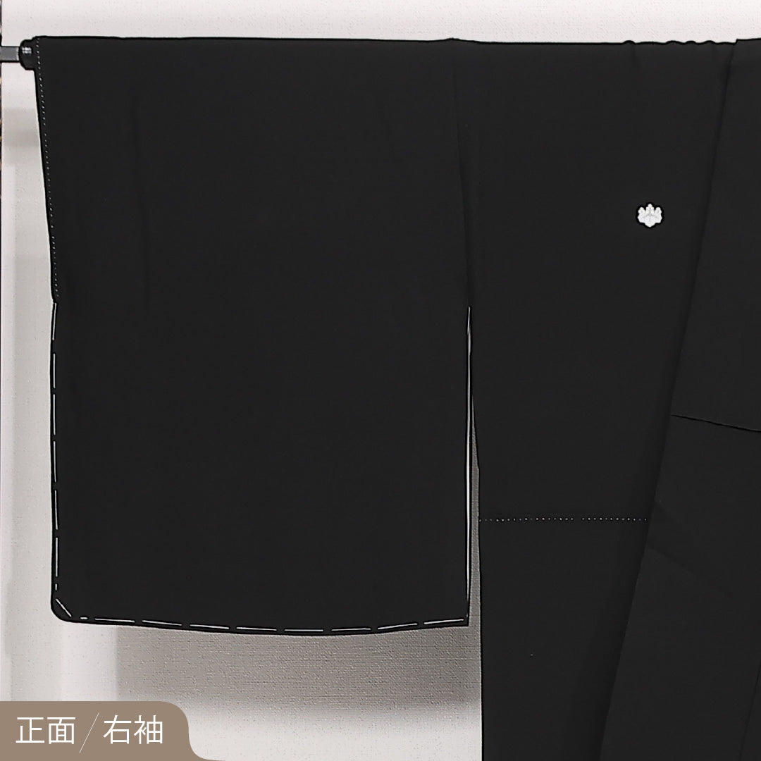 黒紋付 五つ紋 五三桐 身丈172cm 裄丈70cm Sランク 正絹 袷 広衿 2XL フォーマル 黒系 1299-F0587