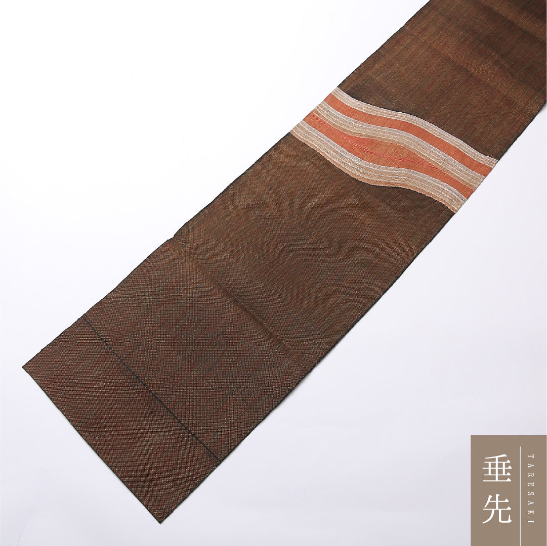 八寸名古屋帯 Sランク 帯丈361cm 正絹 ポイント柄 松葉仕立て 織り カジュアル 紬 創作柄 茶系 LP 1245-02538