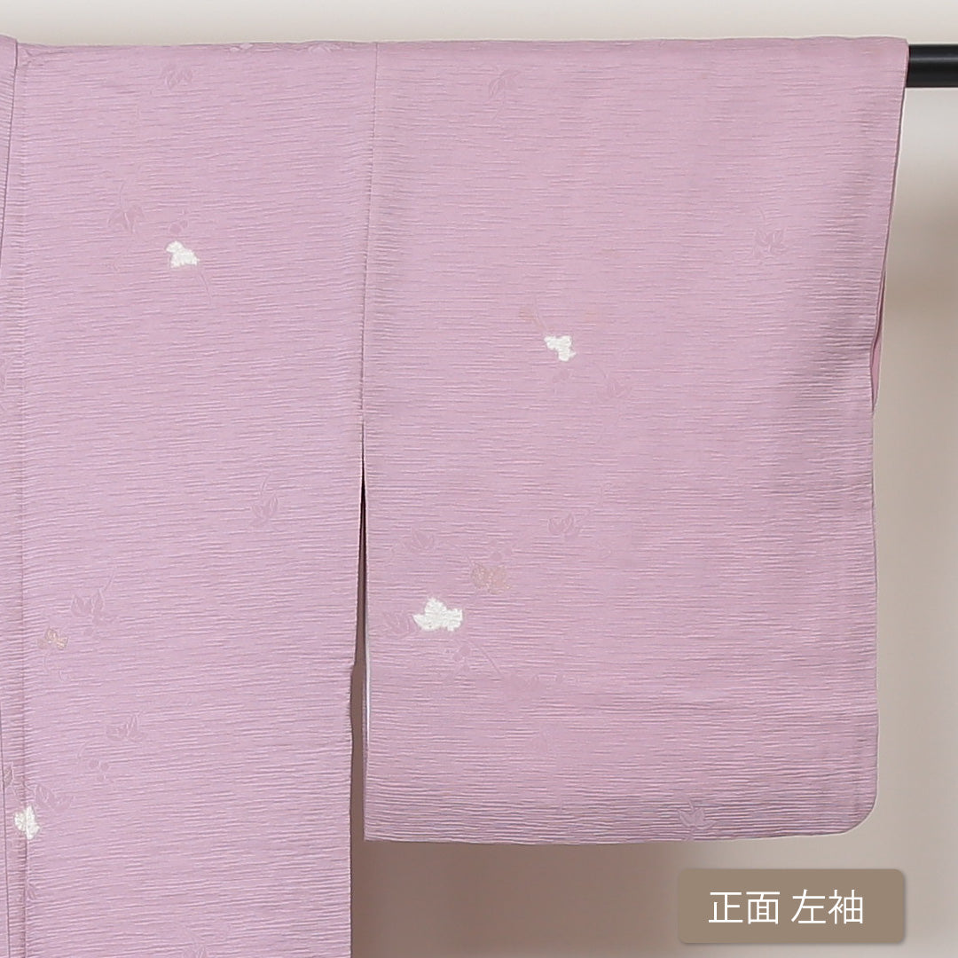 小紋 袷 身丈147cm 裄丈61cm 正絹 Aランク 紋意匠 (蔦) インフォーマル バチ衿 XSサイズ 絞り 抽象柄 ピンク系 HP 1221-01395