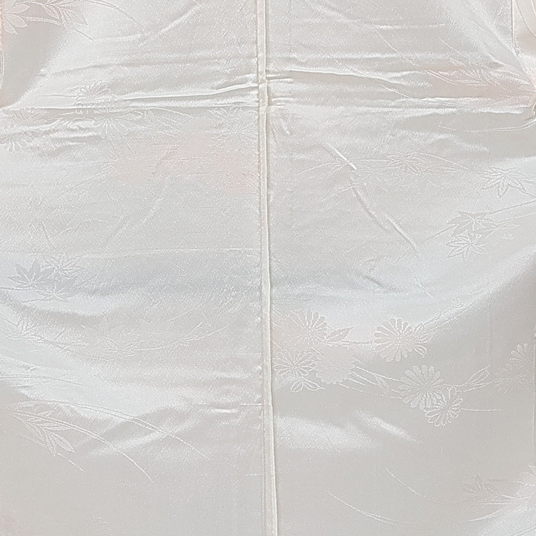 未使用品 長襦袢 無双袖 身丈127cm 裄丈64cm ポリエステル 洗える着物 Aランク Mサイズ 紋意匠 しつけ糸 菊 上品 しとやか ピンク系 HP 1239-14526