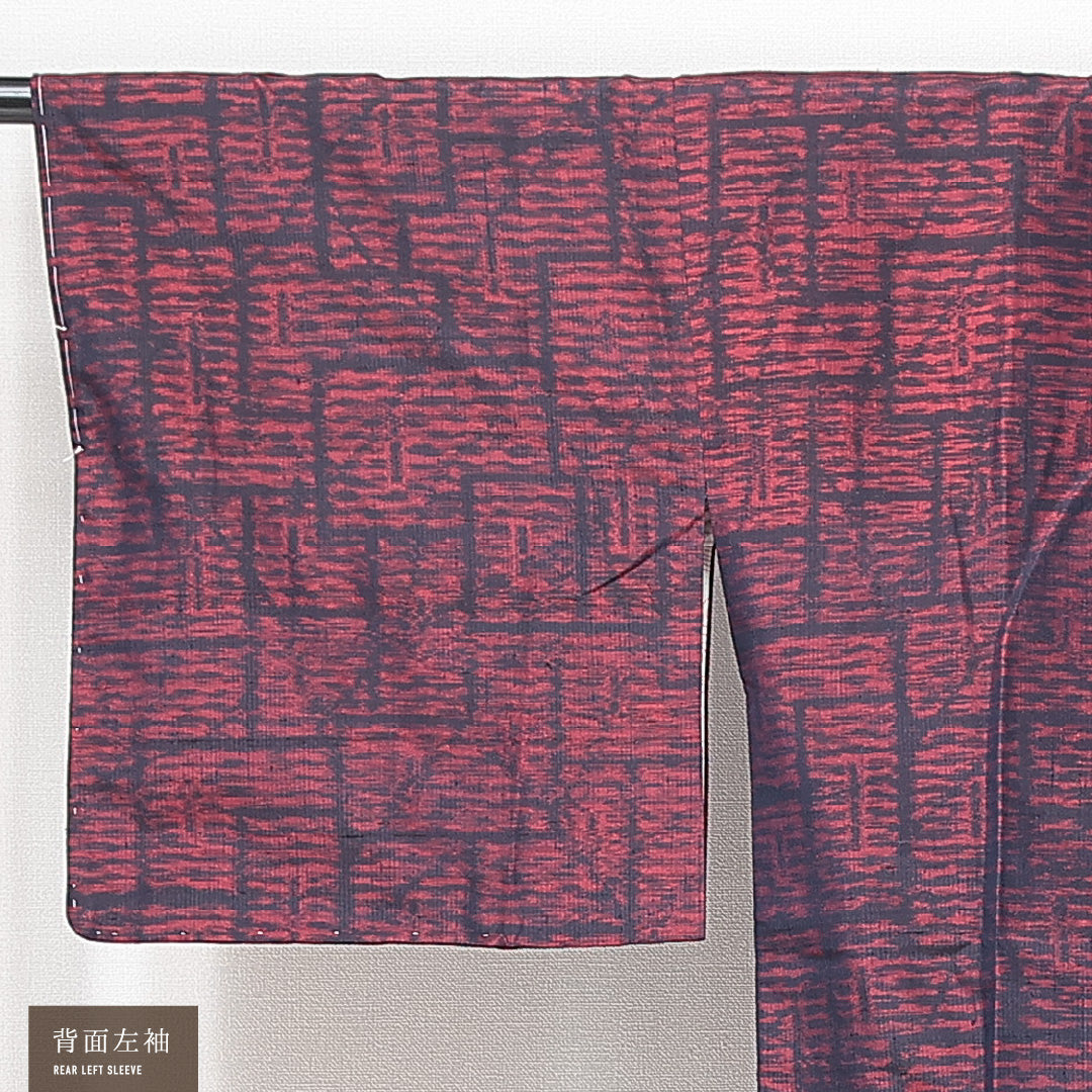 道行コート 袷 身丈85cm 裄丈65cm 正絹 Sランク セミフォーマル Mサイズ ポケットあり 抽象柄 モダン 遊び心 ピンク系 RP 1237-14671