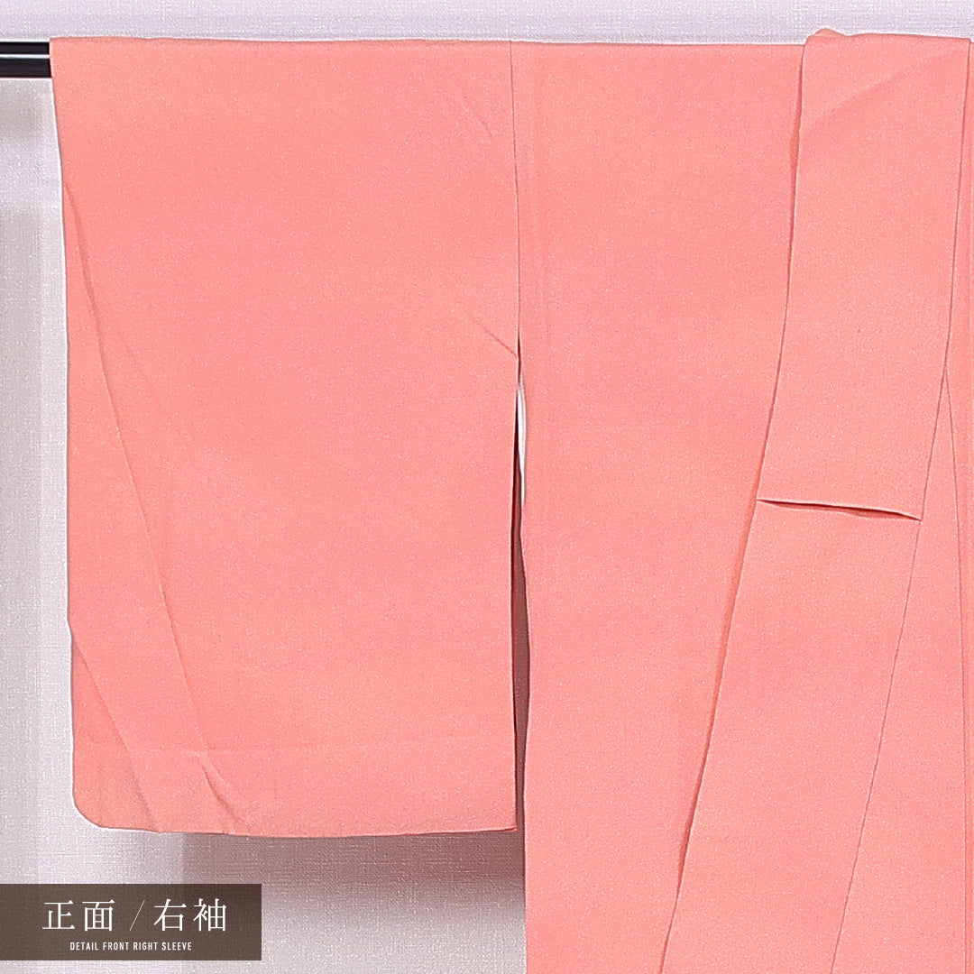 江戸小紋 (鮫) 袷 身丈158cm 裄丈64cm 正絹 Sランク 一つ紋 (揚羽蝶) セミフォーマル 広衿 Mサイズ ピンク系 M4 1220-11390