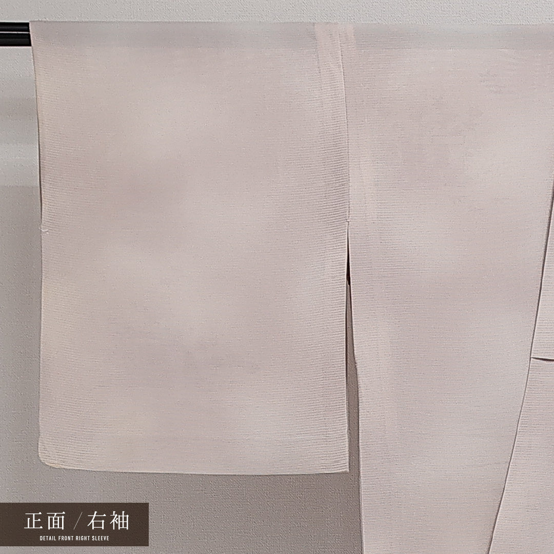 訪問着 (付下げ)絽 身丈163cm 裄丈63cm Aランク 正絹 広衿 Lサイズ セミフォーマル 檜垣 上品 落ち着き 紫系 クリーム系 1212-14273