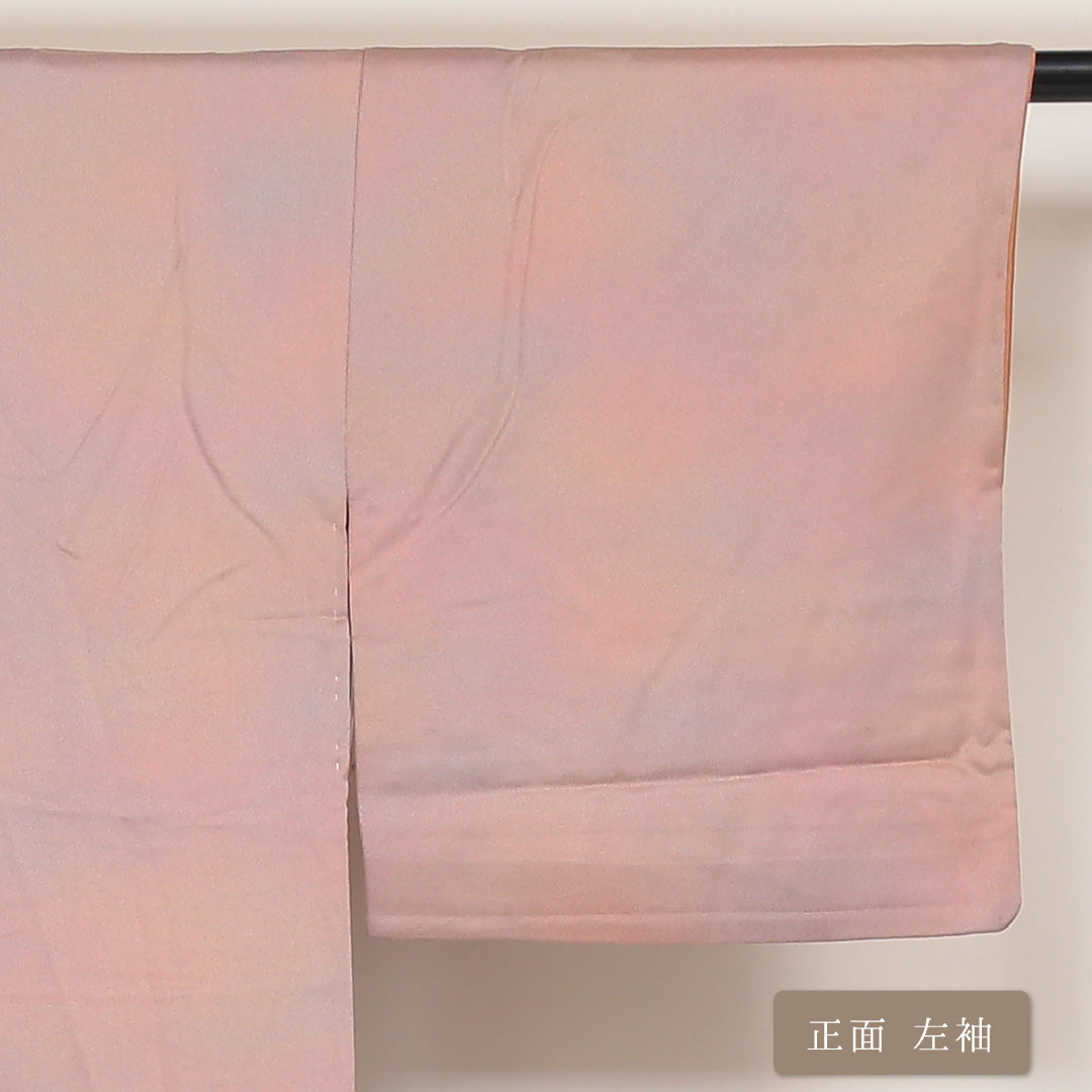 小紋 袷 身丈155cm 裄丈64cm 正絹 Aランク Mサイズ 広衿 一つ紋(蔦) セミフォーマル 無地 ぼかし染 グラデーション系 1215-01633