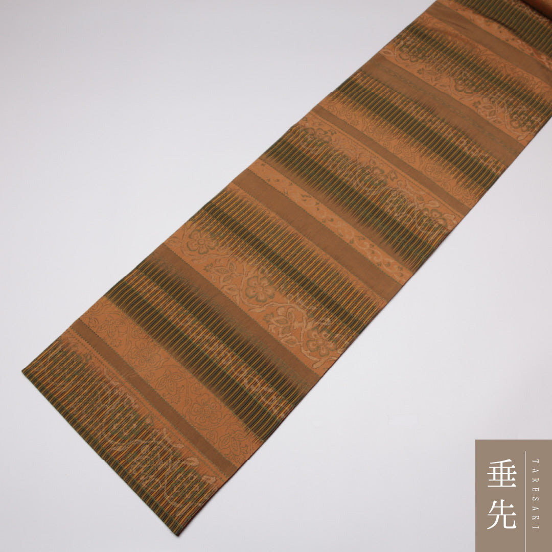 袋帯 帯丈436cm 正絹 全通 インフォーマル 唐草華文 名物裂 朱系 1243-01110
