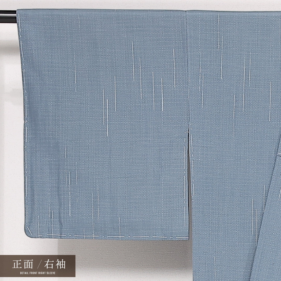 お召 袷 身丈160cm 裄丈65cm 正絹 Cランク インフォーマル 広衿 Lサイズ しつけ糸 創作柄 水色系 HP 1222-13285
