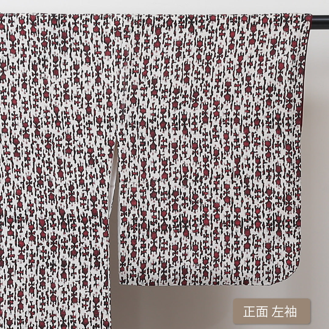 小紋 袷 身丈152cm 裄65.5cm 白系 正絹 Aランク 1215013253211